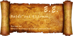 Balázsi Elizeus névjegykártya